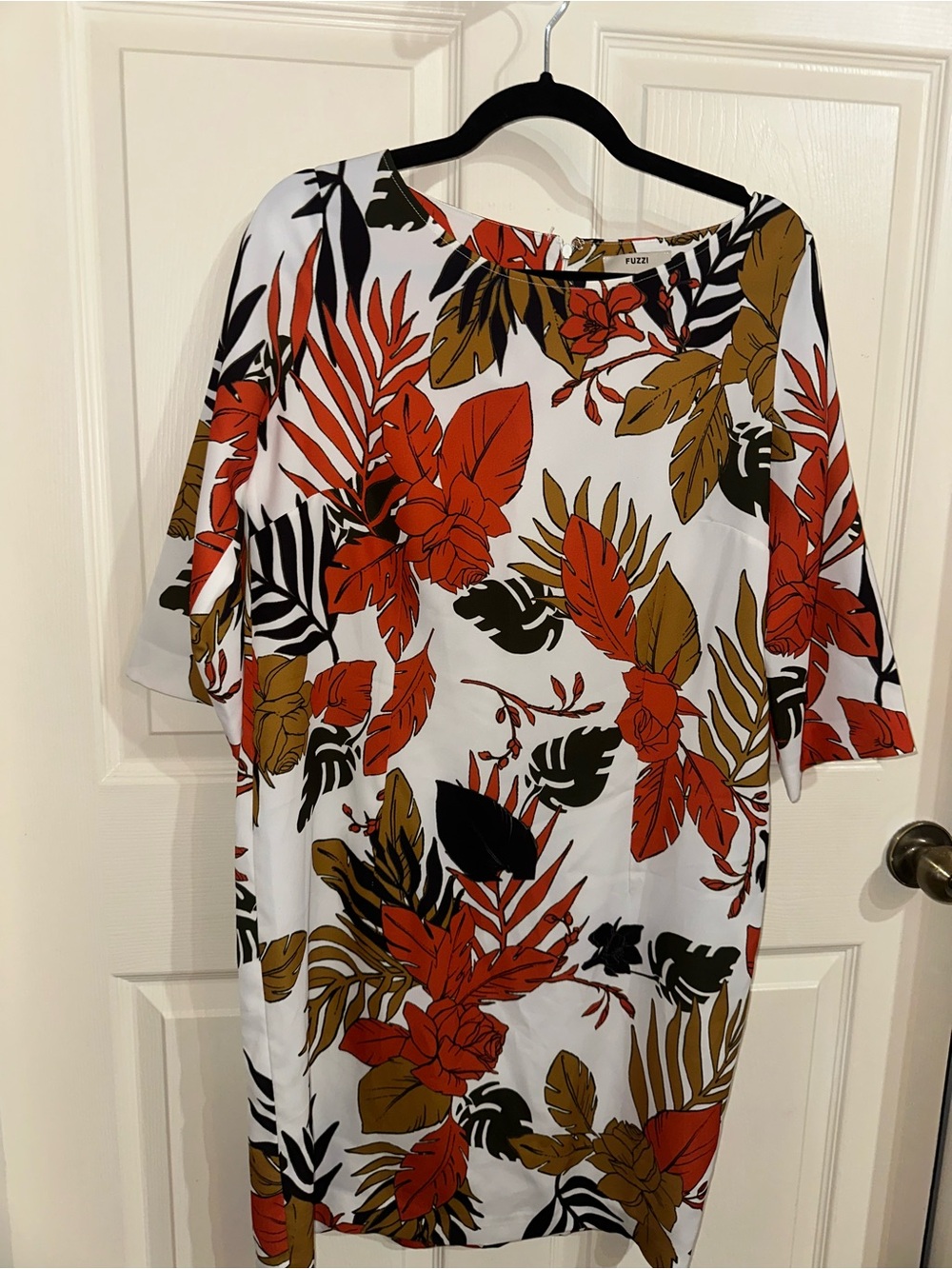 Fuzzi Women's White Tropical Floral Dress 44 summer spring vacation